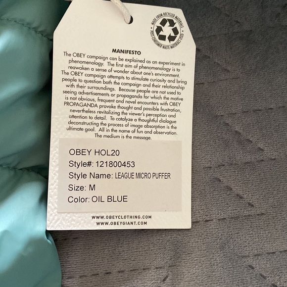 NWT OBEY league micro puffer hooded jacket - Picture 5 of 8